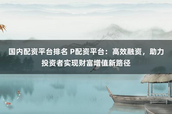 国内配资平台排名 P配资平台：高效融资，助力投资者实现财富增值新路径