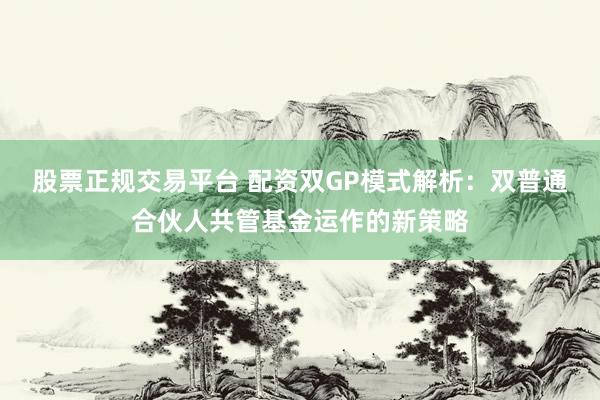 股票正规交易平台 配资双GP模式解析：双普通合伙人共管基金运作的新策略