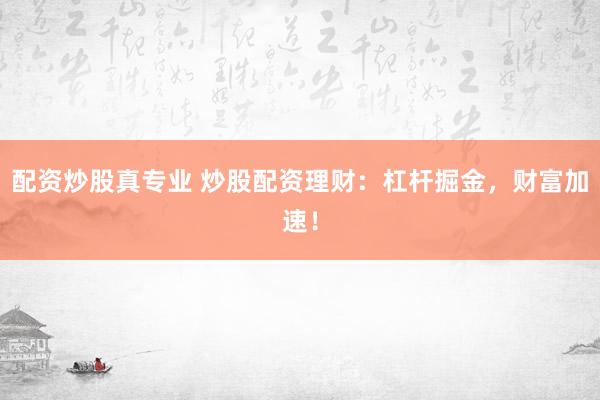 配资炒股真专业 炒股配资理财：杠杆掘金，财富加速！