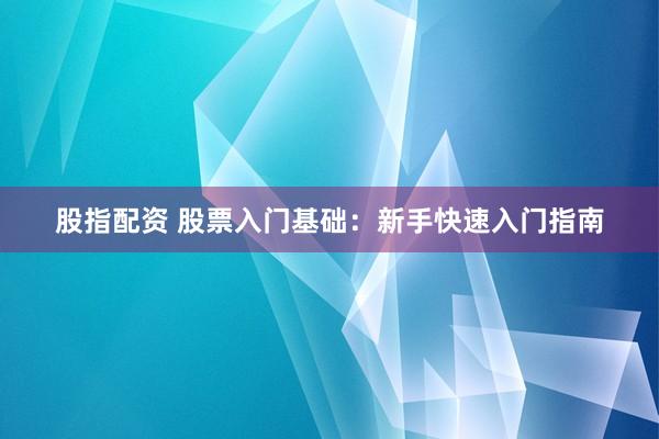 股指配资 股票入门基础：新手快速入门指南