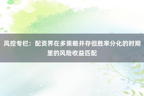 风控专栏：配资界在多策略并存但胜率分化的时期里的风险收益匹配