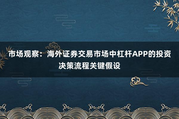 市场观察：海外证券交易市场中杠杆APP的投资决策流程关键假设