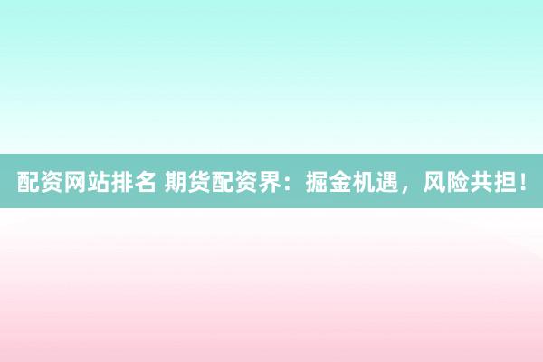 配资网站排名 期货配资界：掘金机遇，风险共担！